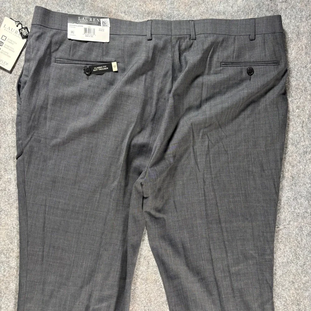 Lauren Ralph Lauren Mens Gray Classic Fit Wool Ultraflex Suit Trouser Pant 44x32